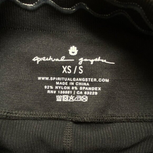 SPIRITUAL GANGSTER Women Leggings Size S Black Ribbed Yoga Athleisure Everyday - Picture 11 of 11